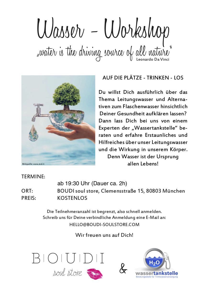 Wasser-Workshop – Montag 28.10.2019 (KOSTENLOS)